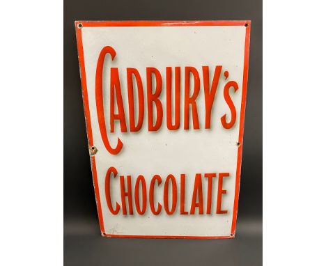 A superb Cadbury's Chocolate rectangular enamel sign, in excellent condition, and the rarely seen red and white version, tree