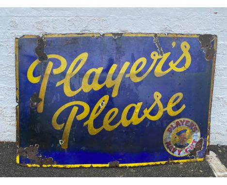 A Player's Please rectangular enamel sign with Navy Cut sailor roundel lower right, 58 x 38".