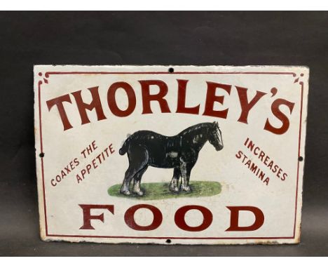 A Thorley's horse food pictorial enamel sign, of rare small size, small areas of professional restoration, 12 x 8".