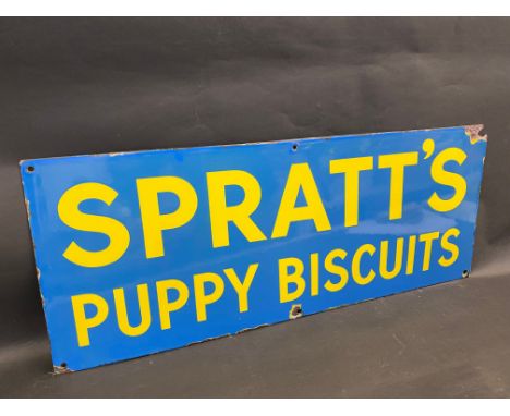 A Spratt's Puppy Biscuits rectangular enamel sign, with superb gloss, 30 x 12".
