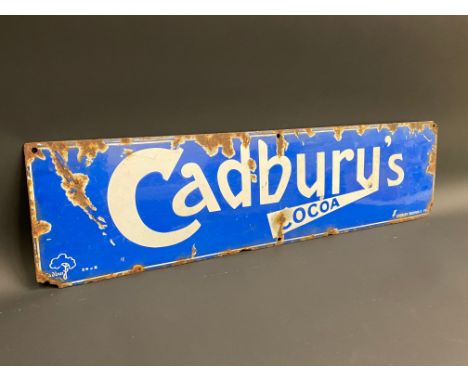 A small Cadbury's Cocoa enamel strip sign, with tree logo lower left, 24 x 6".