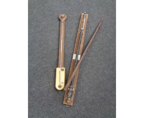 A Standard Condition thermometer mounted on a board together with one other and a stick barometer (a/f).  