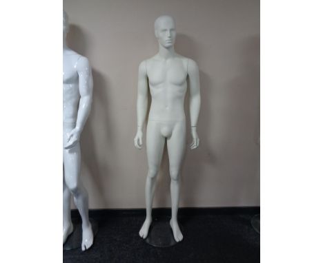 A male mannequin on stand (white matte).   
