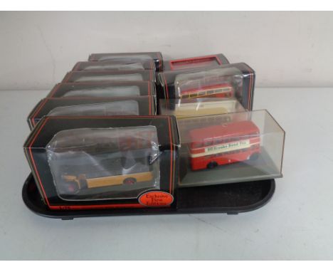 A tray containing twelve die cast buses to include Corgi, Omnibus and exclusive first editions.   