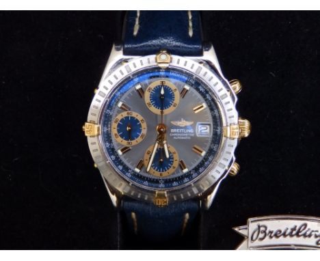 A boxed gent's stainless steel Breitling Chronomat wrist watch B13352, having three subsidiary dials,lluminous markers &amp; 