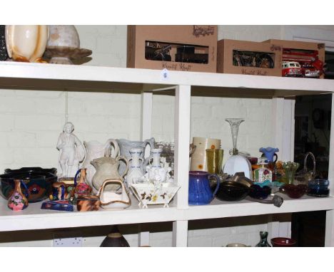 Parian Ware jugs and figurines, H &amp; K Tunstall, Lovatt's Langley Ware, coloured glass, etc.
