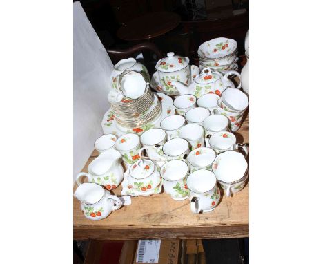 Virginia Strawberry pattern part tea and dinner service by Ringtons, approximately 55 pieces.