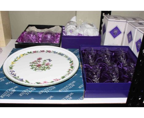 Collection of boxed Edinburgh crystal, Royal Worcester serving dish.