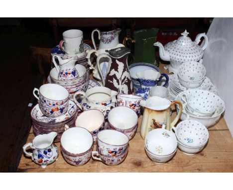 Collection of Victorian pottery including jugs, teaware, teapot, etc.