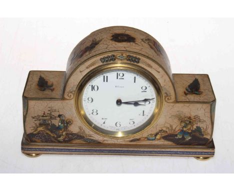 French 1920's chinoiserie cased eight day mantel clock, 23cm wide.