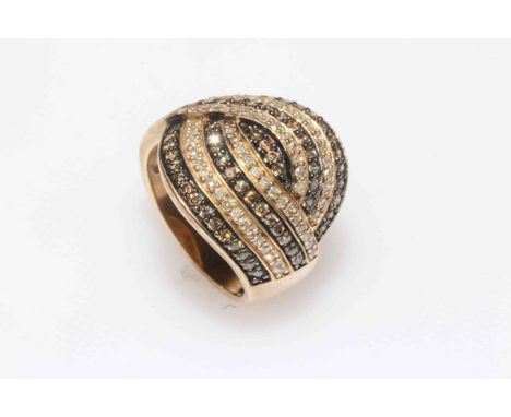 9 carat gold diamond multi-stone fancy set ring, size O/P.