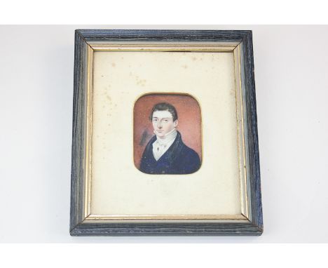 An early 19th century portrait miniature of a young man, later inscription verso 'Taken by Mrs Boffin Dec 1820', 7cm by 5.5cm