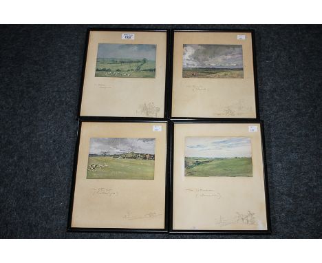 After Lionel Edwards, a set of four hunting scenes, 'The Fernie', 'The Bicester', 'The Cottesmore (Ranksboro Gorse)', and 'Th