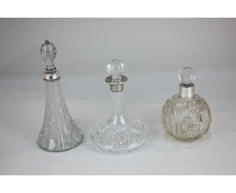 An Elizabeth II silver mounted cut glass miniature ship's decanter, maker Charles S Green & Co Ltd, Birmingham 1986, a silver