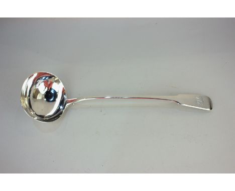 A George III silver fiddle pattern soup ladle, maker Solomon Hougham, London 1815, 6.5oz, monogrammed