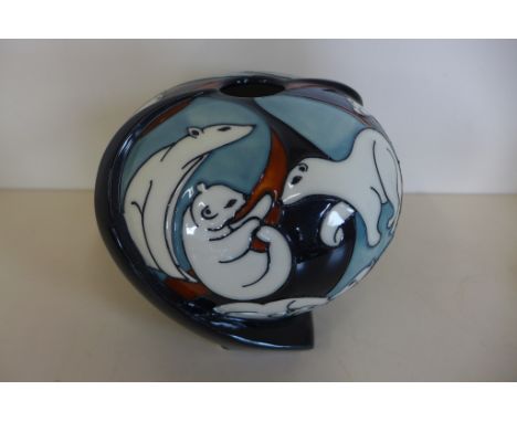 A Moorcroft polar bear vase, 2007 marked as a second, approx 13cm, in good condition 