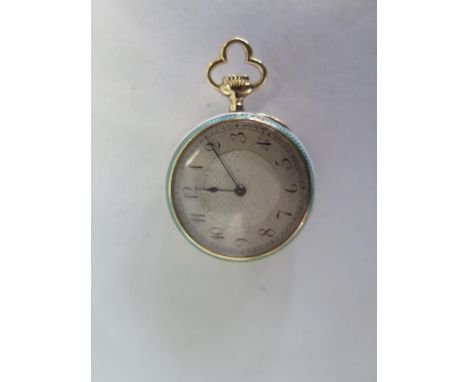 An 18ct gold enamel and diamond pocket watch, 28mm wide with side wind, the silvered dial signed Plojoux- Geneve - in running