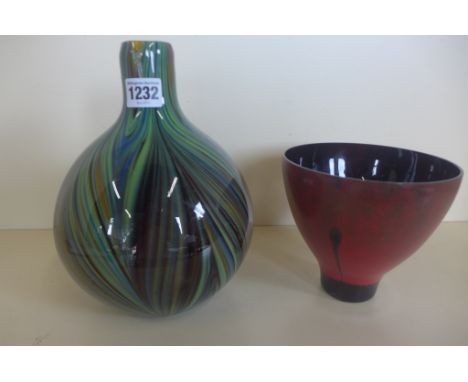 A Murano glass vase and Caithness vase, 24cm x 14cm tall, both good 