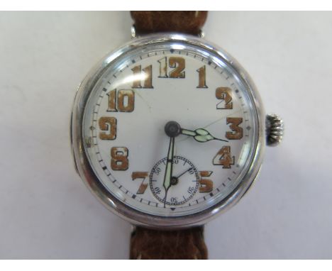 A 1920's gents Rolex wristwatch with silver case, Arabic dial and subsidiary dial, case width approx 38mm including button, i