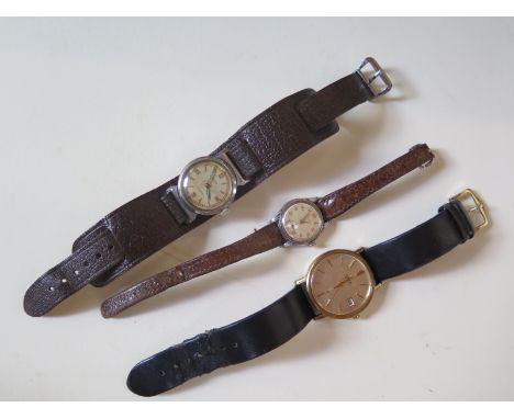 A gents Omega automatic wristwatch with date, not working, and a Pioneer manual wind ladies watch, running, and a Movadu chil