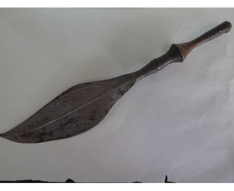 A tribal art spear dagger, 38cm long, please see images for condition 