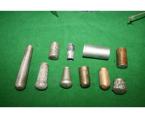 Ten assorted whip collars and caps