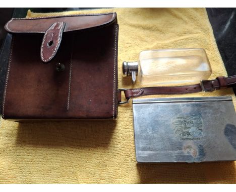 Vintage rare hunting sandwich tin dated 13th June 1863 including spirit flask, hallmarked silver complete with a beautiful qu