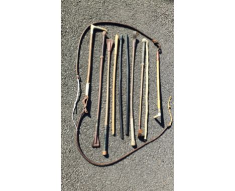 Selection of hunting, showing and other whips