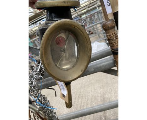 Black and brass carriage lamp