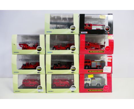 Oxford Diecast - Fire Brigade Models - 11 boxed 1:76 scale diecast model fire appliances. Lot includes Oxford Diecast #76REG0