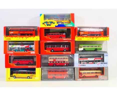 Corgi Original Omnibus - A fleet of 13 boxed 1:76 scale diecast model buses from Corgi OO. . Lot includes Corgi #42403 Bedfor