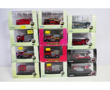 Oxford Diecast - Fire Brigade Models - A brigade of 12 boxed 1:76 scale diecast model fire appliances. Lot includes Oxford Di
