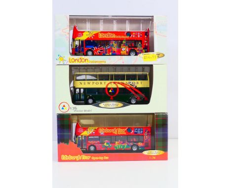 Creative Master Northcord Ltd (CMNL) - Three boxed 1:76 scale diecast model buses from CMNL. Lot consists CMNL UKBUS 0002 Den