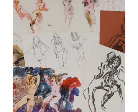 Peter Collins (1923-2001) Nude and erotic studiesthe majority signed and dated, in a variety of media including pencil, charc