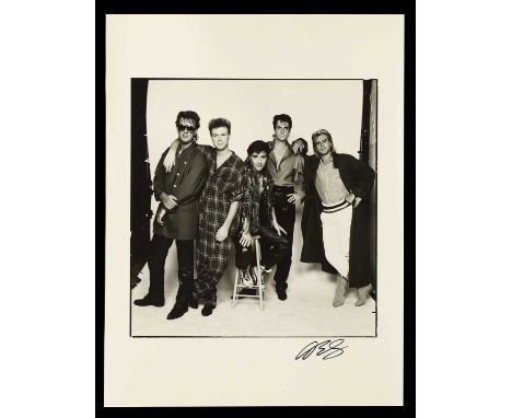 ▲ David Bailey (b.1938) Spandau Ballet, Live Aid, 13 July 1985gelatin silver print, printed 1985, signed in pen by David Bail