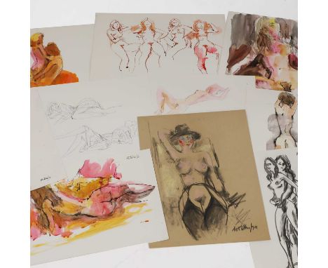 Peter Collins (1923-2001) Nude and erotic studiesthe majority signed and dated, in a variety of media including pencil, charc