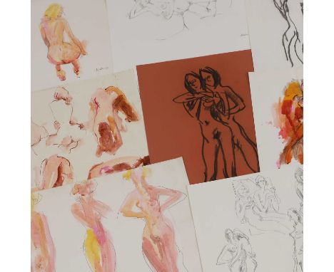 Peter Collins (1923-2001) Nude and erotic studiesthe majority signed and dated, in a variety of media including pencil, charc