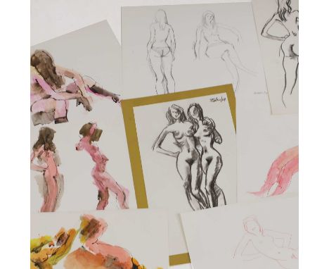 Peter Collins (1923-2001) Nude and erotic studiesthe majority signed and dated, in a variety of media including pencil, charc
