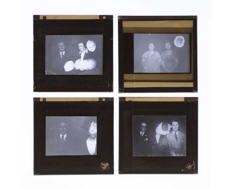 A group of spirit/ghost photographic slides, 1920s or 30s, a rare group of four spirit/ghost photographic magic lantern slide