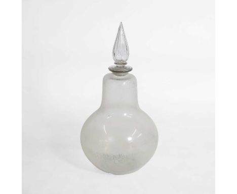 A large pharmacy carboy,  early 20th century, the vintage clear glass pharmacy carboy with a cut-glass stopper, 61cm high (2)