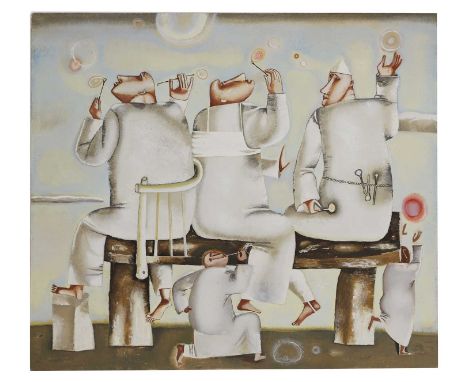 Vladimir Gorshunov (b.1955) 'Bubbles', 2001signed, inscribed and dated in Cyrillic verso, oil on canvas101 x 114cm, unframedC