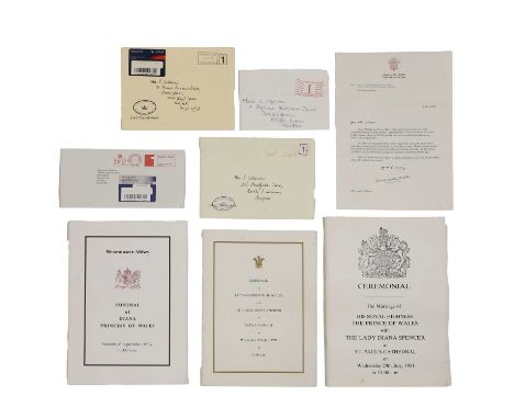 An invitation to the Royal Wedding of HRH The Prince of Wales and Lady Diana Spencer,  inscribed to 'Mrs V Collinson' with en