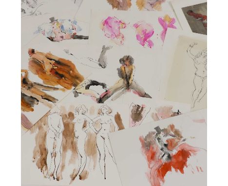 Peter Collins (1923-2001) Nude and erotic studiesin a variety of media including pencil, charcoal, pen and ink and watercolou