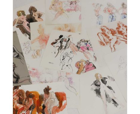 Peter Collins (1923-2001) Nude and erotic studiesthe majority signed and dated, in a variety of media including pencil, charc