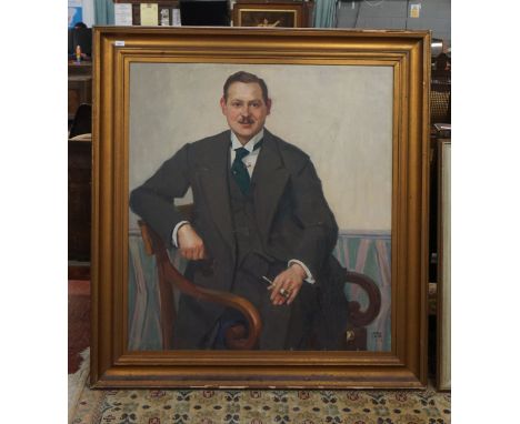 Large portrait of gentleman by German artist Hans Carp 1913 - Approx image size: 109cm x 118cm 