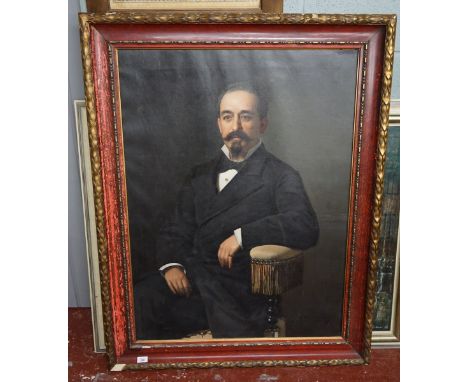 Large antique Spanish oil on canvas - Portrait of a Gentleman - Approx image size: 79cm x 107cm 
