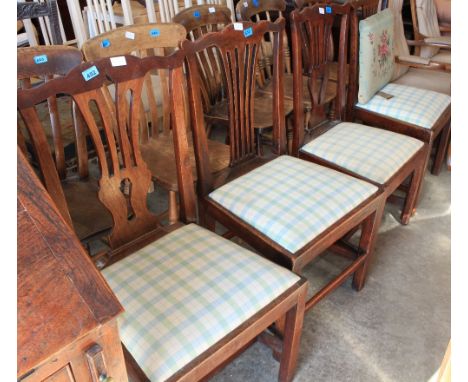 Four George III Chippendale style country chairs