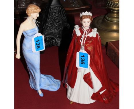 A Royal Doulton figure of Diana, Princess of Wales and a Worcester figure The Queen's 80th Birthday