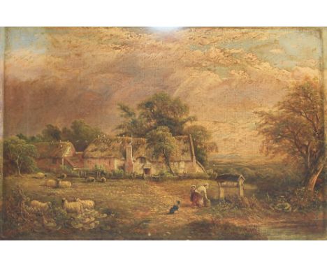GEORGE TURNER (1841-1910).
An old cottage at Barrow on Trent Nr. Derby. Signed and inscribed verso and dated 1865. Oil on can
