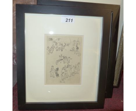 Marc Chagall, a ltd edition etching 60/960 'In the Village' from the Materni Te Suite, in a black frame 